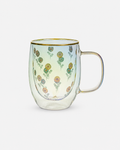 Taza doble vidrio gold blossom