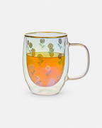 Taza doble vidrio gold blossom