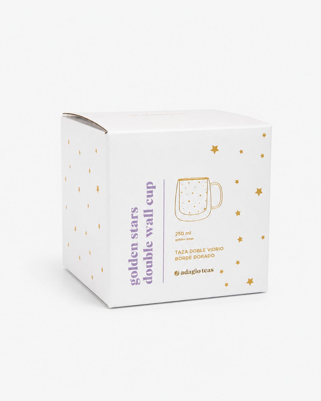 Taza Doble Vidrio Estrellas Doradas