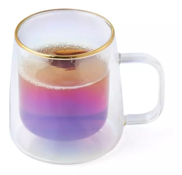 Taza doble vidrio iridiscente
