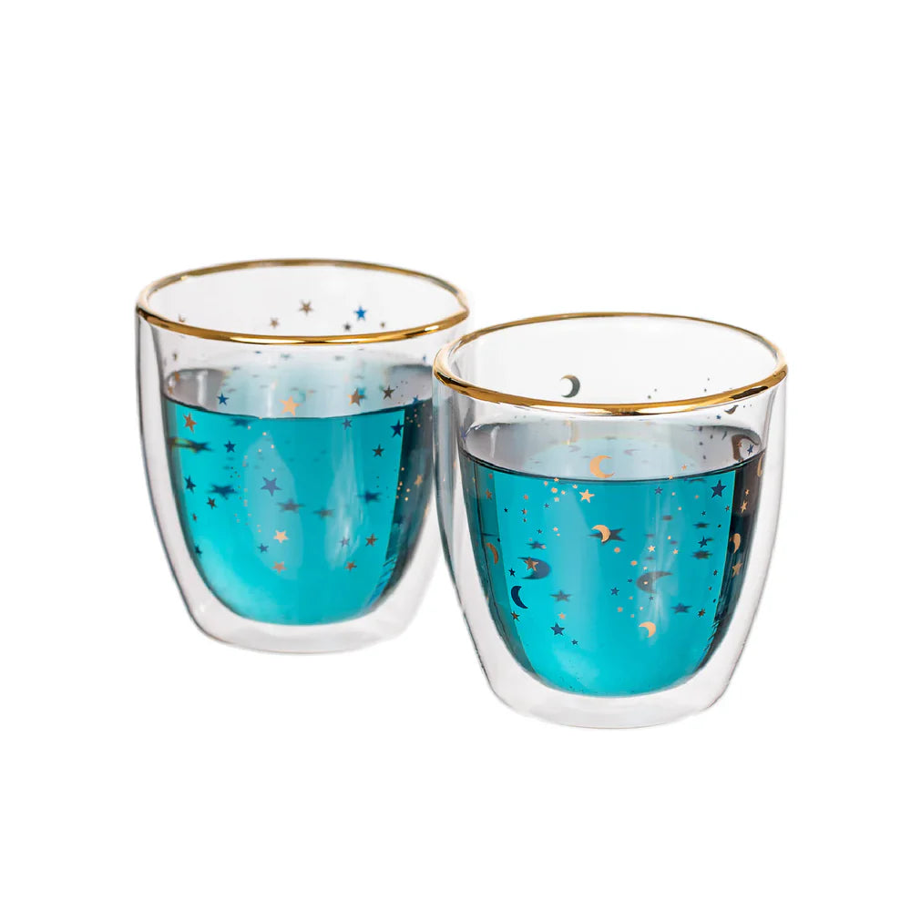 Set vasos doble vidrio - Estrellas azules