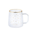 Taza Doble Vidrio Estrellas Doradas