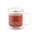 Taza Doble Vidrio Estrellas Doradas