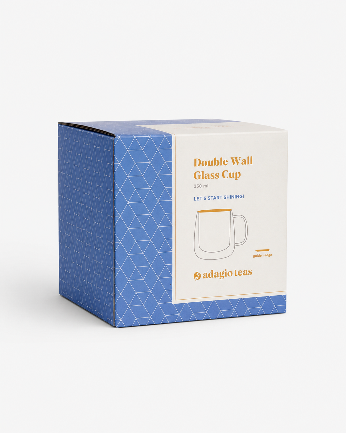 Taza Doble Vidrio Borde Dorado